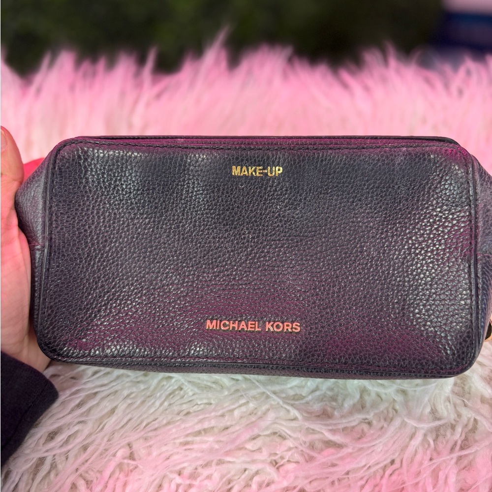 Michael Kors Black Leather Makeup Pouch